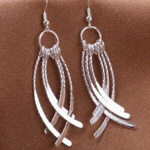 Simple Elegance Tassel Wing Feather Pendant Earrings